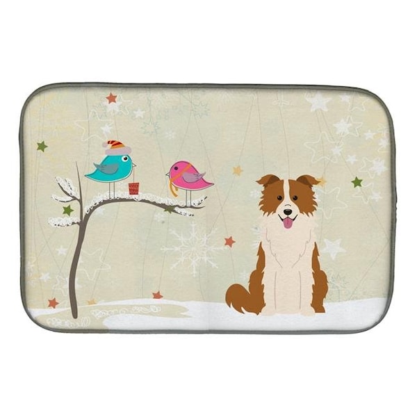 Carolines Treasures Carolines Treasures BB2591DDM Christmas Presents Between Friends Border Collie Red White Dish Drying Mat BB2591DDM - main